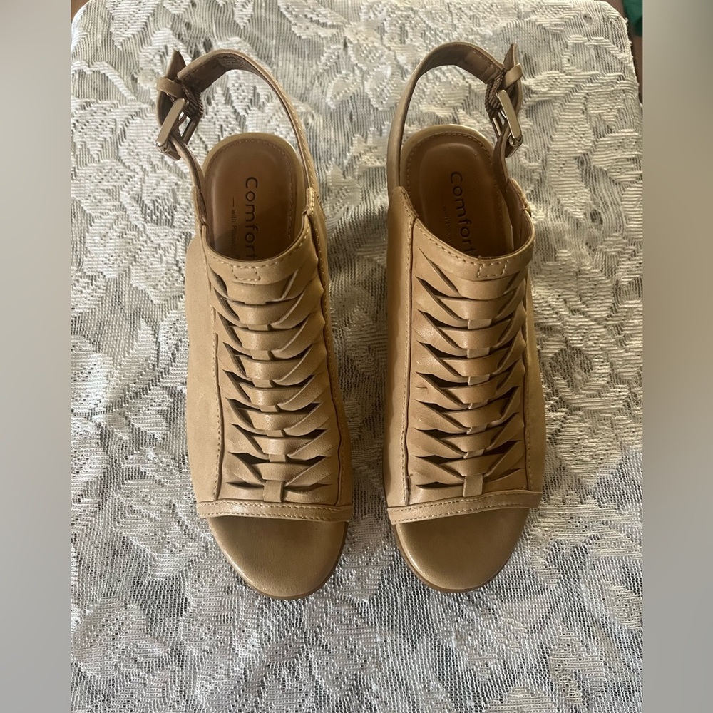 Tan Sandals with 2 inch heels